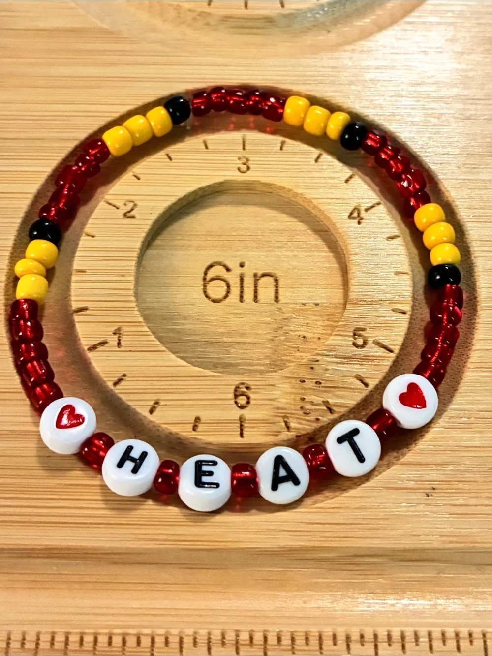 Heat Basketball Beaded Bracelet Set in Red, Yellow & Black